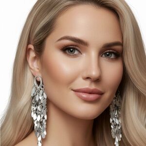 Chic Silver Leaf Drop Earrings